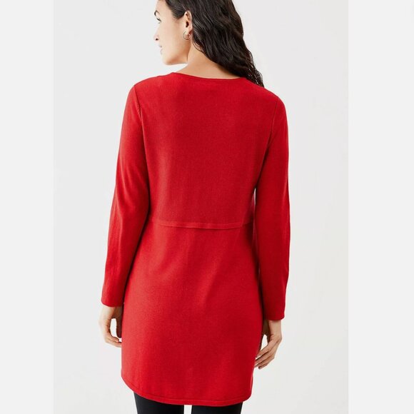 J. Jill Grace Wool Blend Red Sweater Tunic Top Size XL Holidays Christmas - Picture 2 of 10